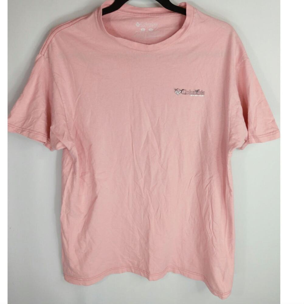 Columbia‎ PFG Men's Cotton Solid Crew Neck Short Sleeve T-Shirts Pink Size Large